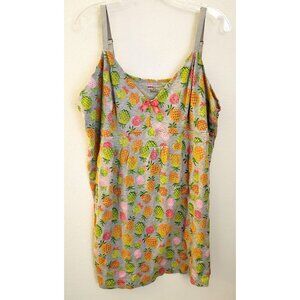Avenue Body PIneapple Print Cotton Blend Tank Dress/Chemise Sz 22/24 EUC